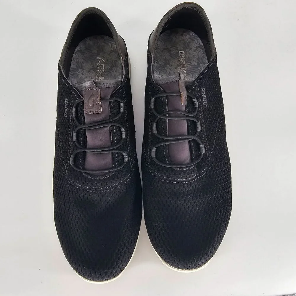 Olukai Mens Alapa Li Shoes 10.5 Black Woven‎ Leather Accents Casual 10395-406C